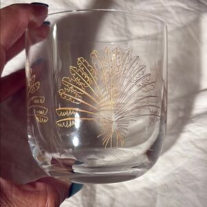 7 BRAND NEW  Anthropologie Clear Glass Tumbler with Gold Accent